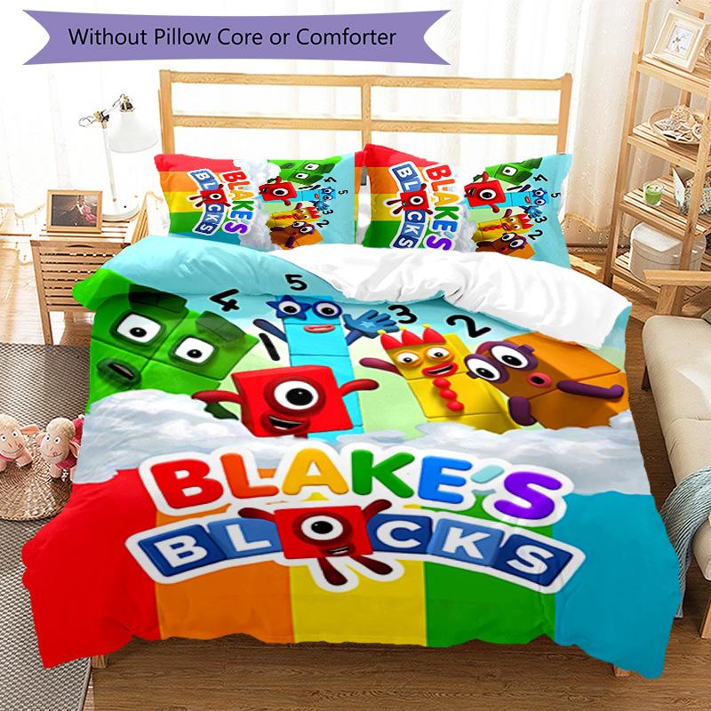 Set di biancheria da letto con motivo Numberblocks2, 3 pezzi, set copripiumino include copripiumino e federe, decorazione perfetta per la camera da letto in ogni stagione e regalo