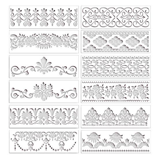 

12 шт., винтажный цветочный шаблон, полые DIY художественные ремесленные проекты, украшения для торта на свадьбу, день рождения, трафарет, инструменты для выпечки 12pcs