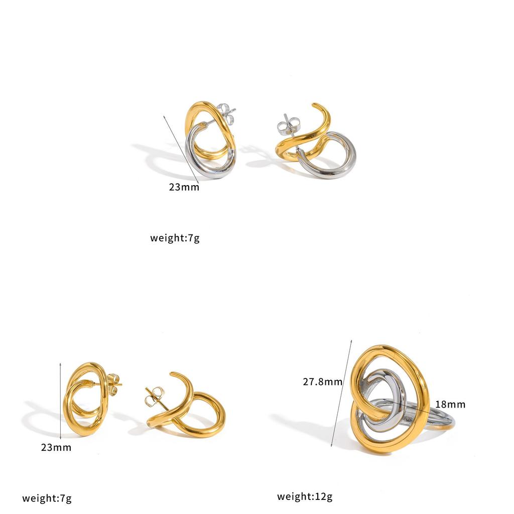 Geometric Stainless Steel Earrings With Titanium Steel Posts For Fashion Women