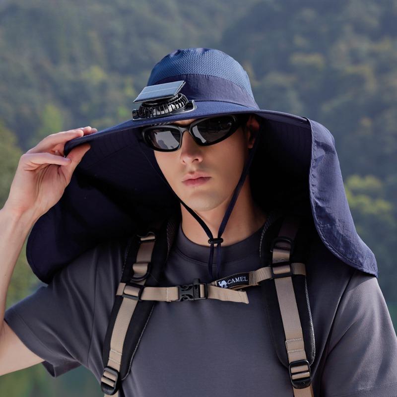 Summer Outdoor Fishing and Hiking Sun Hat, Oversized Solar Fan Hat, Shawl Neck Protection, Sun Protection Fisherman Hat