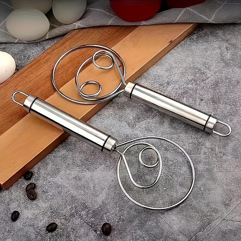 Stainless Steel Handheld Dough Mixer with Scraper,Dual-Hole Quick Mixing Tool for Cooking,Baking & Whisking,Kitchen Gadget for Food Trucks & Bakeries