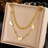 DIEYURO 316L Stainless Steel Minimalist Heart Shape Bilayer Necklace Girl New Exquisite Love Gold Chain Neck Jewelry Gift