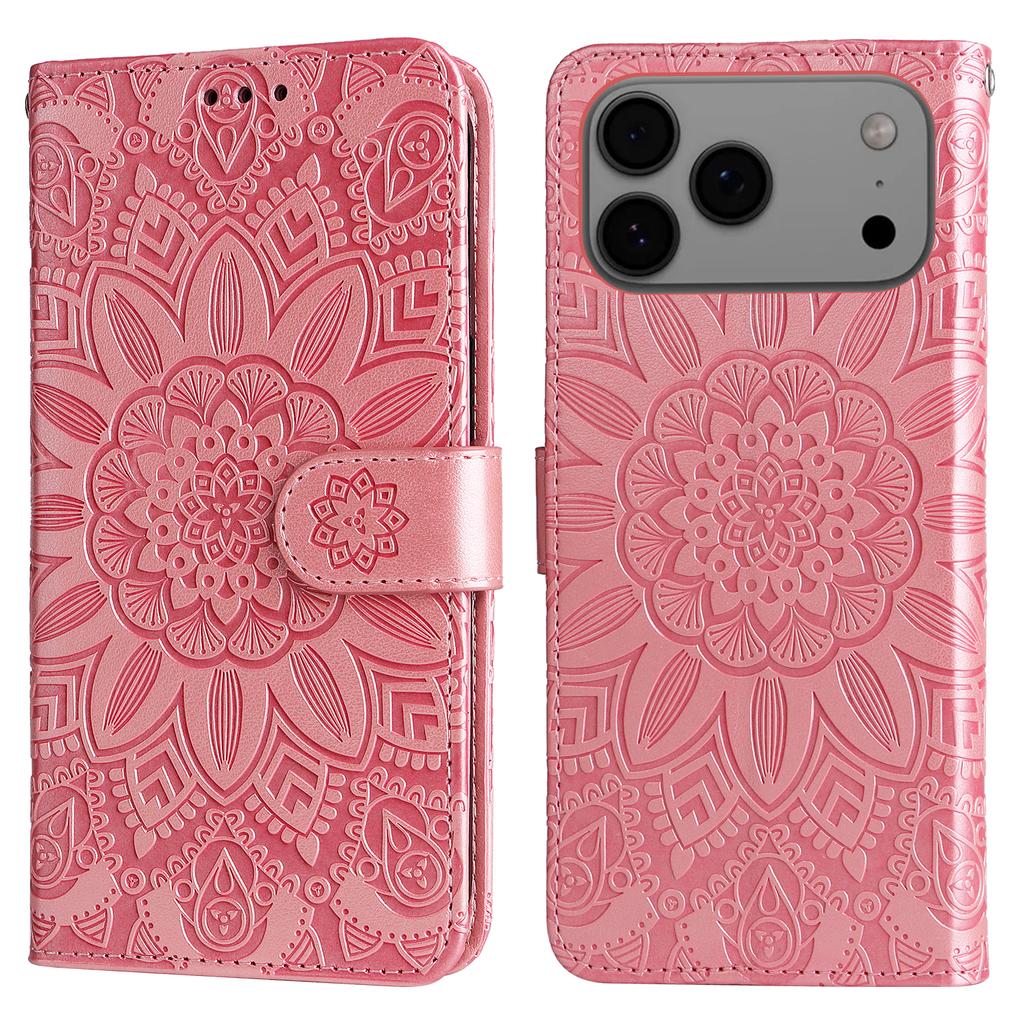For iPhone 17 Pro Max Case Sunflower Imprint Leather Wallet Phone Cover