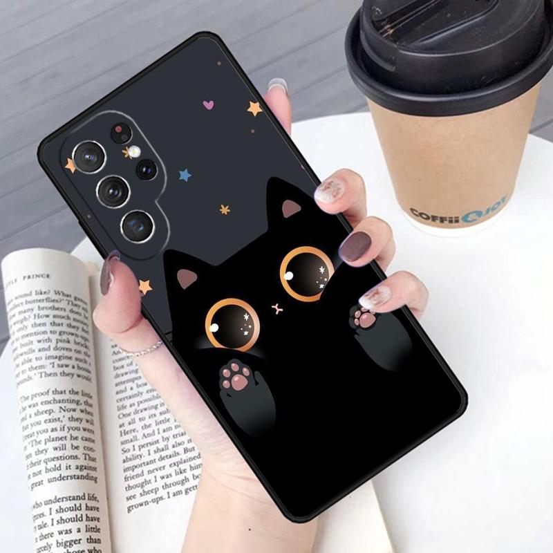 Black Cat phone case Cover For Samsung Galaxy S24 S25 Ultra S21 S22 Ultra S10E Note 10 Plus Note 20 FE S23