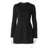 LYRIA Mini šaty bodycon na zip s dlouhým rukávem a kapsou, jednobarevný elegantní outfit, kancelářský streetwear, dámské podzimní zimní oblečení