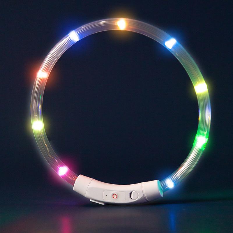 Night luminous collar charging dog neck ring comfortable adjustable luminous anti-bite walking dog collar pet dog neck ring