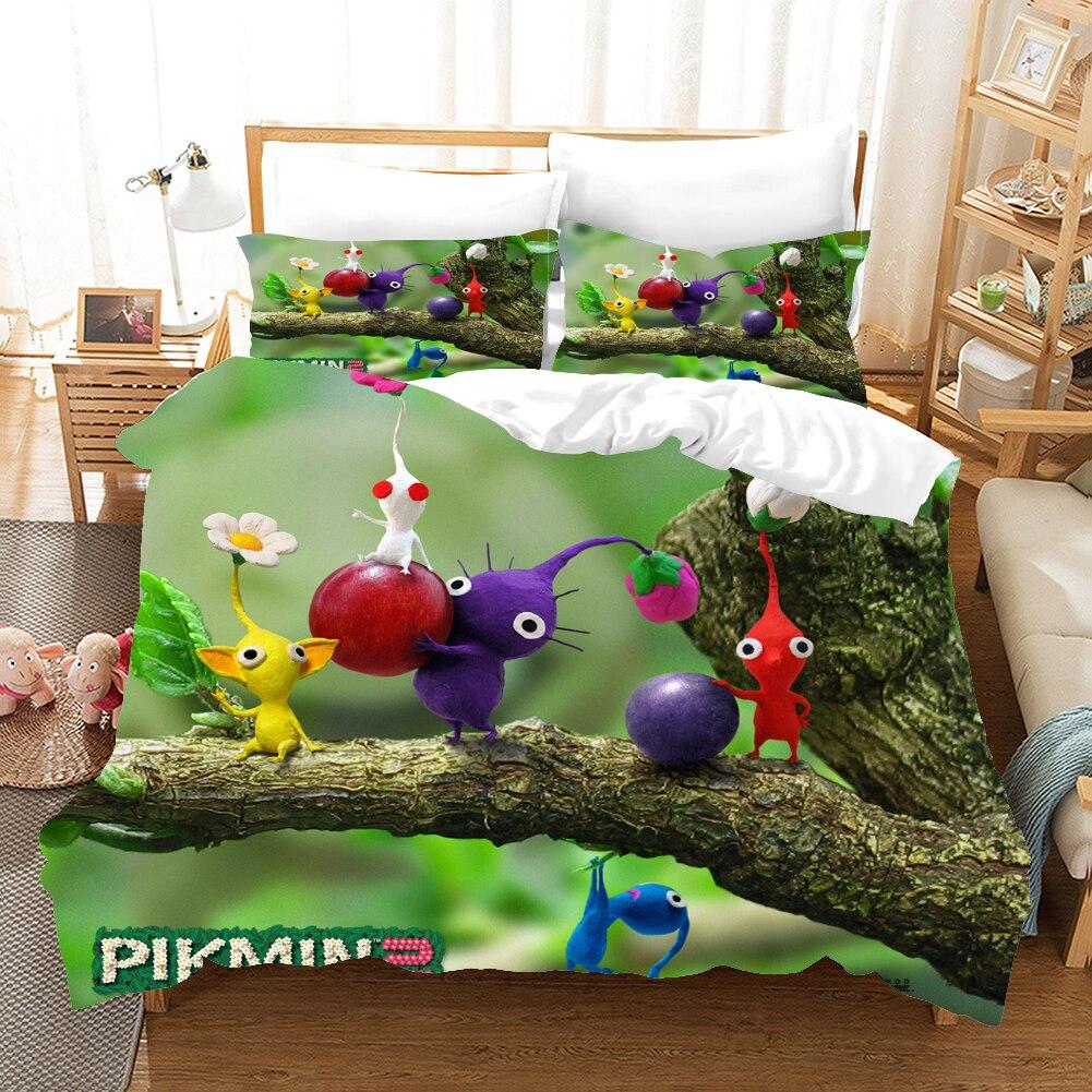3D Printed Pikmins Game Bedding Set Boys Girls Twin Queen Size Duvet Cover Pillowcase Bed Kids Adult Fashion Home Textileextile