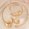 Trendy Open Metal Water Drop Necklace & Bracelet Set for Women