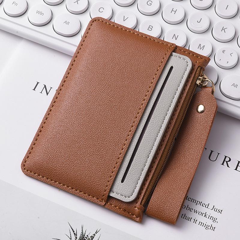 Ultra-thin PU card holder female Korean version of the zipper coin purse multi-card slot simple fashion compact card holder anti-degaussing