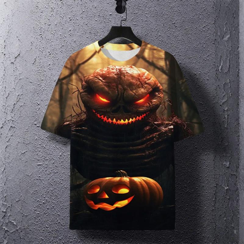 Terrifying Monster Girl Pattern Men's T-shirt Summer Outdoor Street Loose Tees Tops Short Sleeved Casual Men's and Women's Clothing