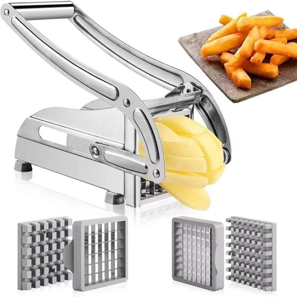 Silver Potato Slicer Stainless Steel French Fries Cutter Machine Manual Potato Cutter  Cucumber