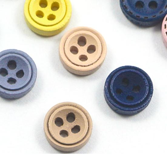 100Pcs Wooden Decorative Buttons Solid Color Sewing Clothing Scrapbook DIY Craft