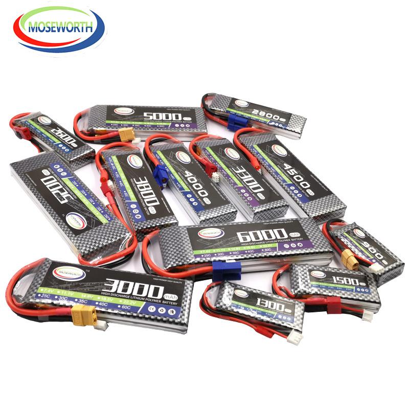 2S 7.4V 1300 1800 2200 3000 3800 4200 4500 5200 6000mAh 30C 40C 60C Toys LiPo Battery For RC Airplane Helicopter Drone Car