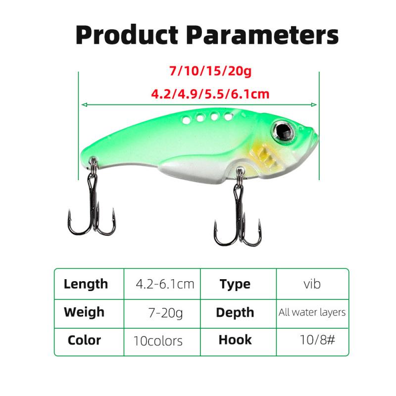 10PCS7-20GLong-range lure bait for freshwater and saltwater, all-layer vibration bionic imitation bait, classic metalVIBSequins