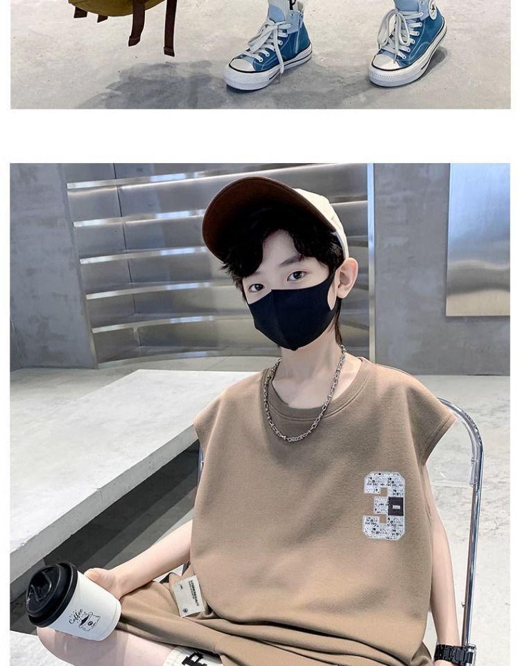 Boys' 2024 Cool Summer Sleeveless Vest Suits - Stylish Street Sportswear for Kids