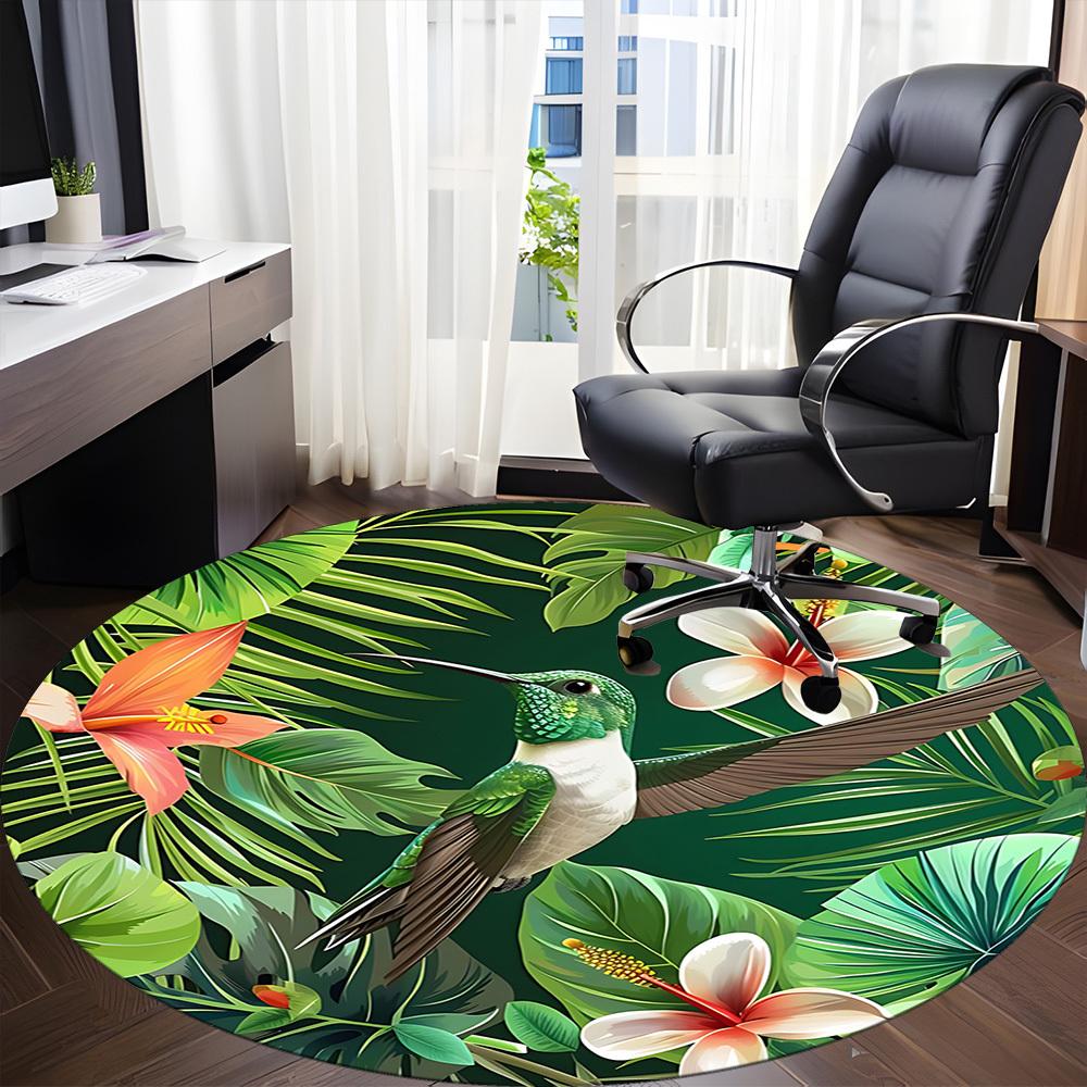 1pc Hummingbird Tropical Office Round Area Rug, Under Office Chairs Bedroom Living Room Home Decor, Room Deco, Available in Various Sizes