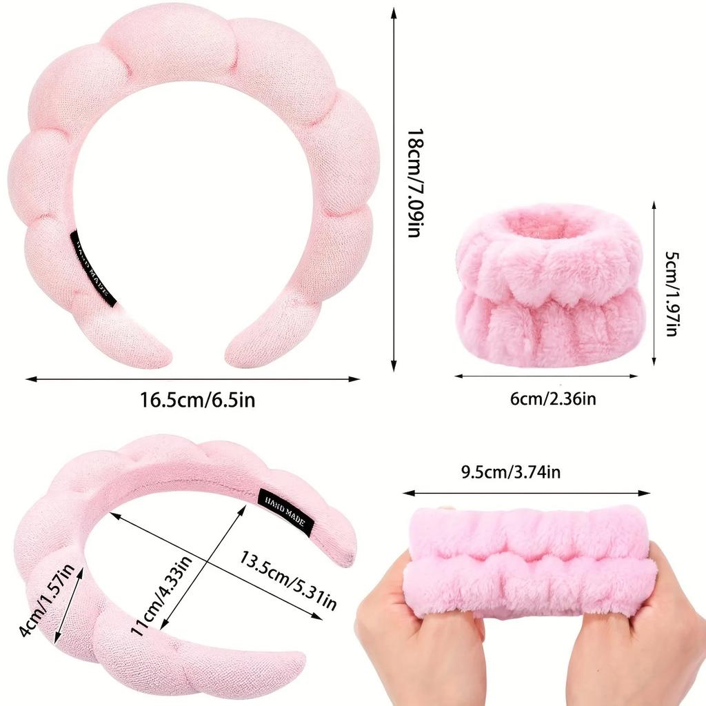 3 ks Čelenka na mytí obličeje pro ženy Houbové čelenky Náramky Make-up Pěnové Měkká čelenka Dívčí doplňky do vlasů Pokrývky hlavy