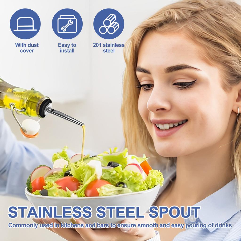 12Pcs Stainless Steel Liquor Bottle Pourers Bottle Nozzle Pourer Oil Flow Wine Bottle Pour Spout Stopper Kitchen Bar Accessories
