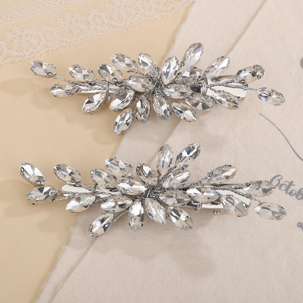 2 Stück Strass Haarspange für Hochzeit Braut Kopfschmuck Silber Schwarz Braut Haaraccessoires Grün Rot Tiara Blau Lila Ornamente