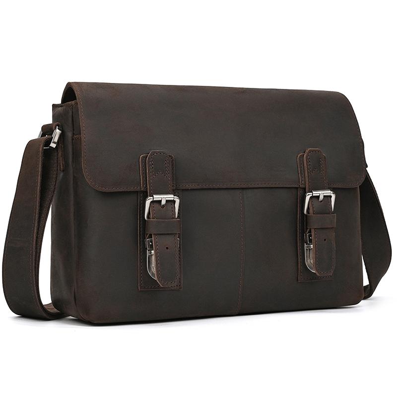 Vintage Crazy Horse Leather Men's Briefcases Laptop Bag Office Bags for Men Cover Messenger Bags Men's Leather Bag Computer Bags