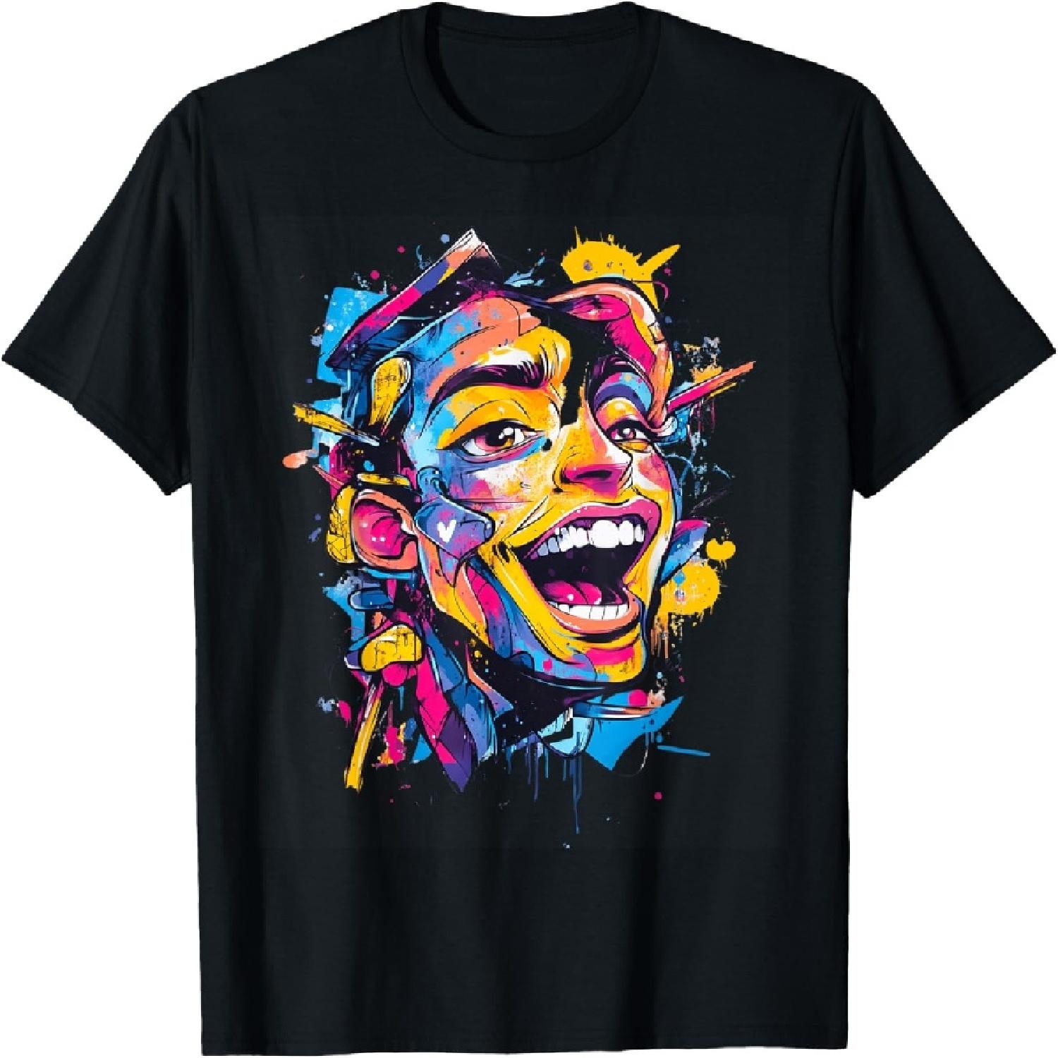 Colorful Abstract Portrait Art for Trendy Adults T-Shirt S