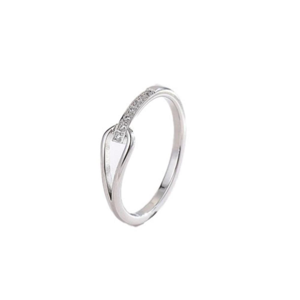 Elegant Hollow Titanium Steel Ring with Long Bar Diamond Design Fashion Jewelry