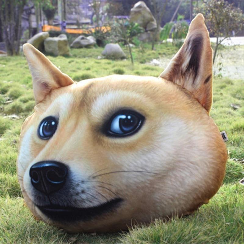 Lovely Funny Doge Plush Pillow 3D Simulation Shiba Inu Cushion Dog Head Pillow