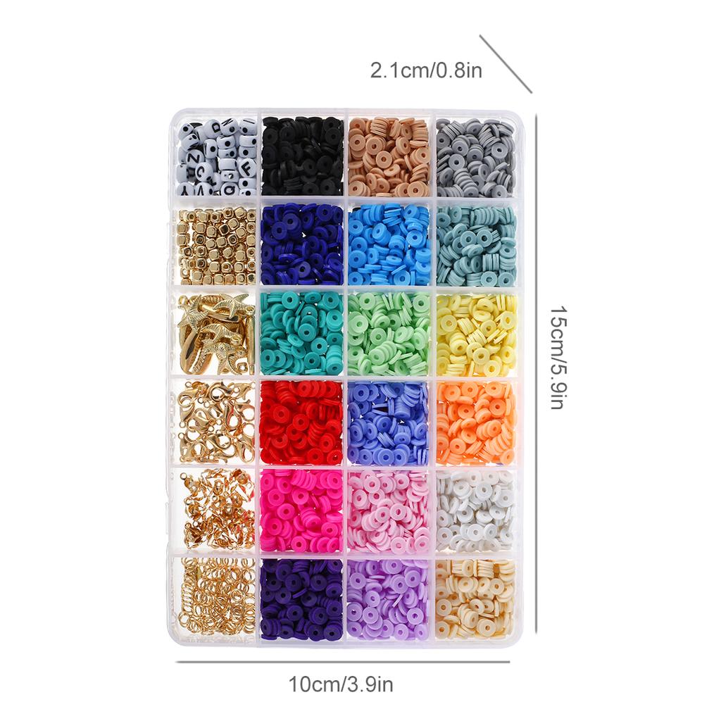 3600pcs Clay Beads Set 18 Color 6mm Flat Round Clay Beads DIY Letter Beads Kit Hand-made Clay Spacer Beads Jewelry Making Kit