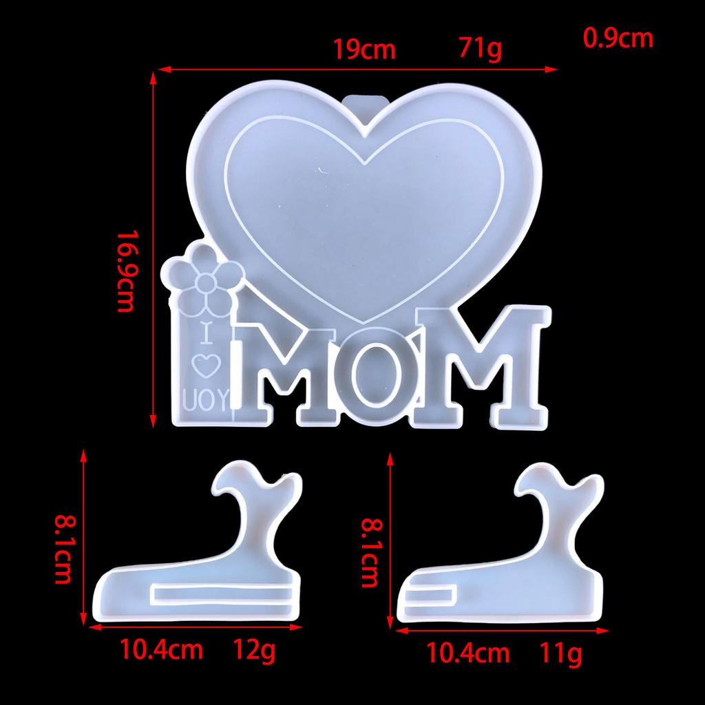 WTEMPO DIY Heart-shaped Frame with Epoxy Mold Mother's Day Frame Decoration MOM Heart-shaped Frame Decor Silicone Mold