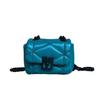 Teal Quilted Leather Mini Crossbody Bag with Black Monogram Logo Chain Strap for Daily & Evening Use