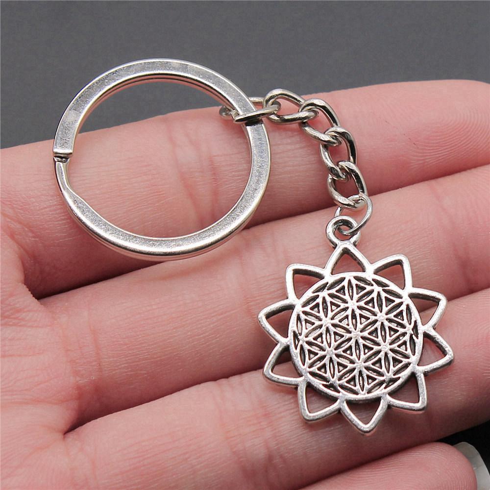 Flower of Life Symbol Sacred Geometry Keychain for Men Best Seller Boho Gift for Her Minimalist School Accessory