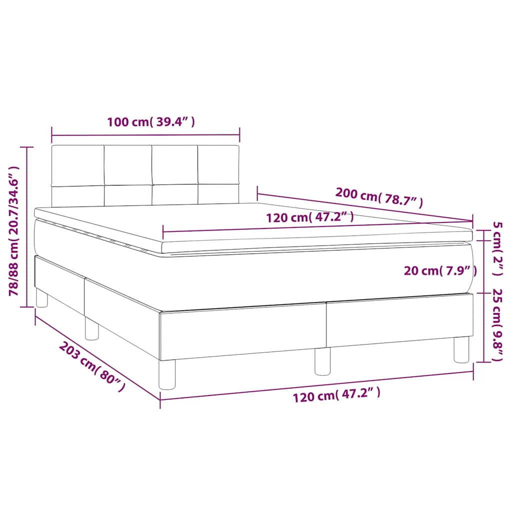 Box Spring Bed with Mattress Dark Green 120 x 200 cm Velvet