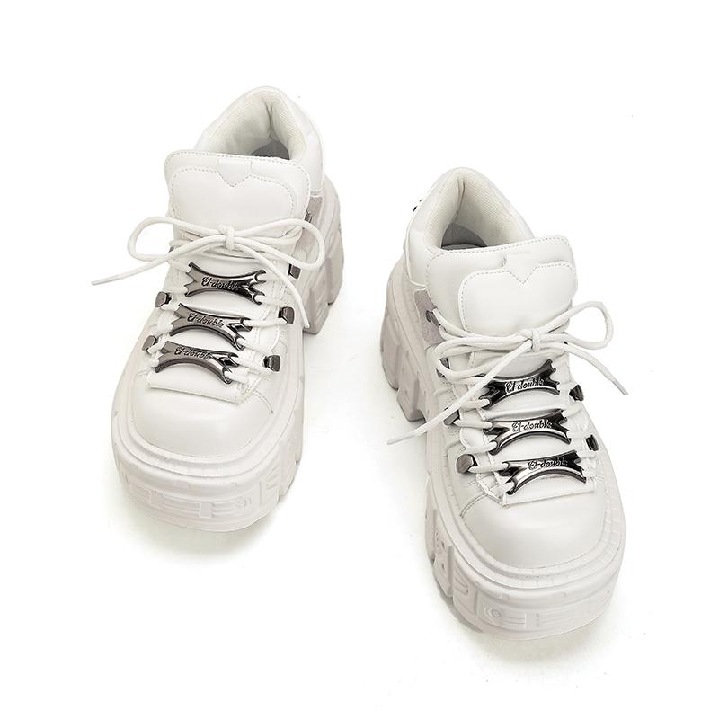 Gothic Kotníkové Rockové Boty Dámské Tenisky Nový Punkový Styl Dámské Boty Šněrovací Výška Podpatku Platformové Boty Dámské Kovová Dekorace