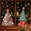 Candy Striped Tree Stickers Christmas Window Decals, Snowflake Wall Stickers, Waterproof Easy Peel Graphics PVC Removable Glass Clings for Home