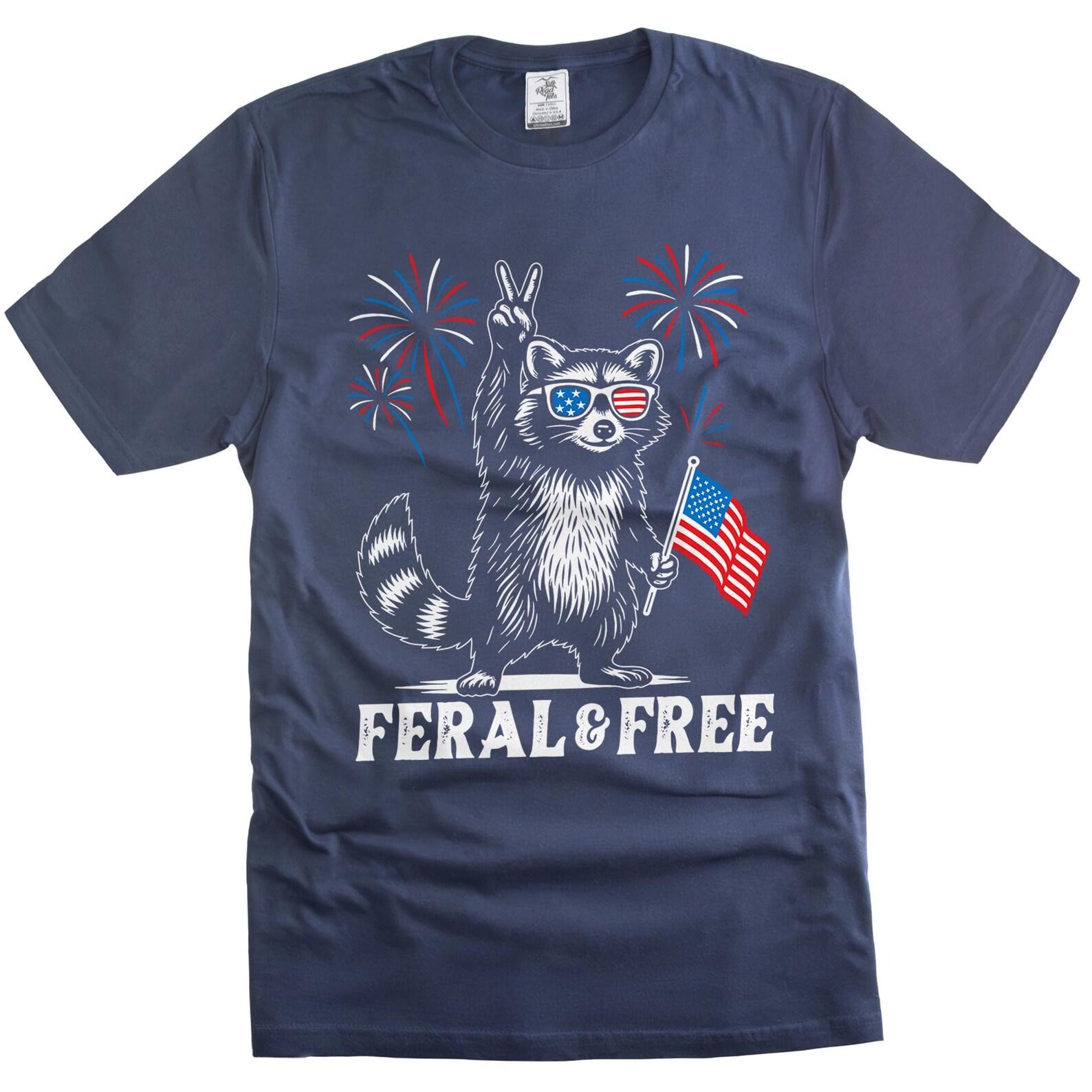 Raccoon 4th of July T-Shirt: American Feral Meme Patriotic Gift S