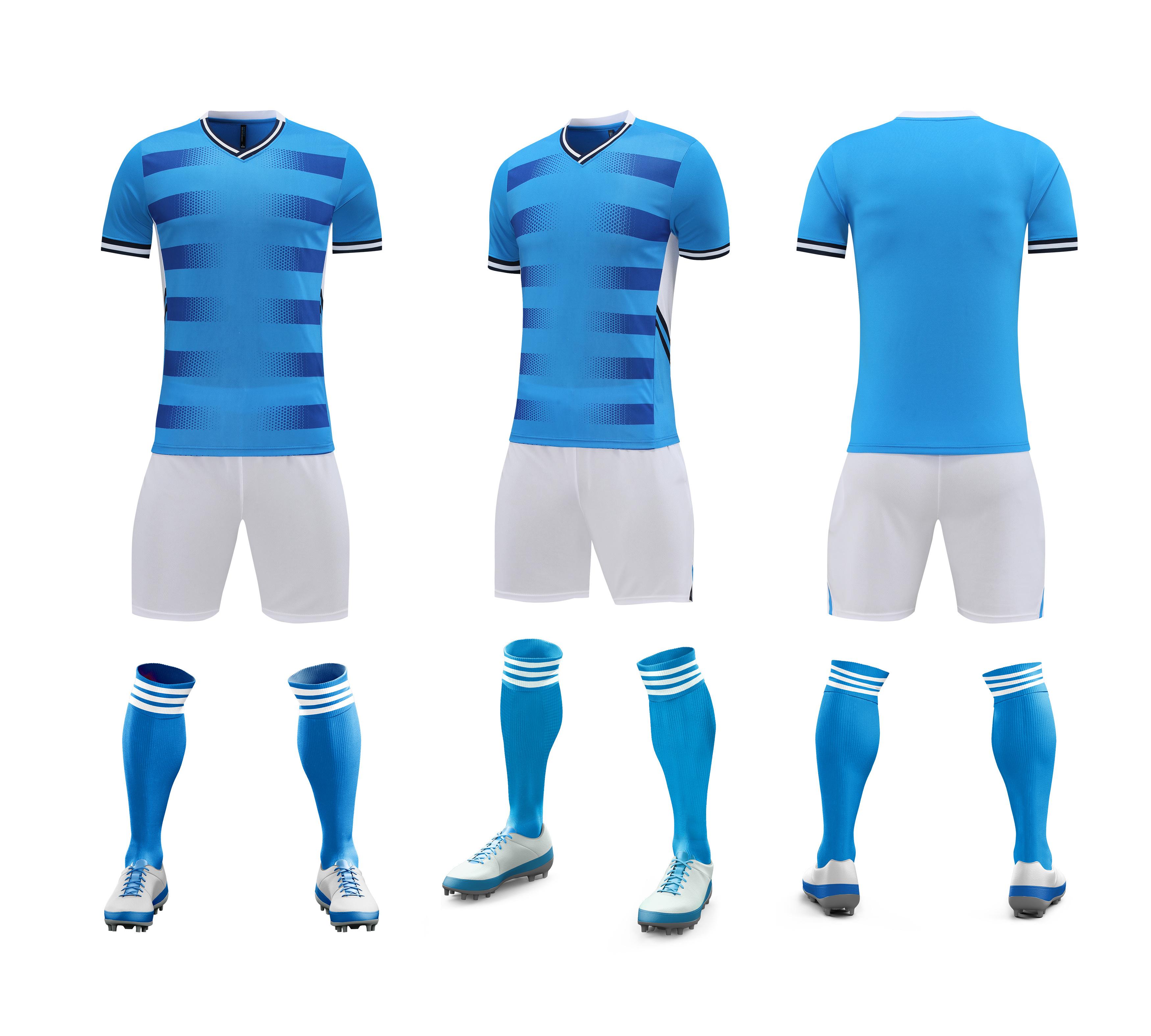 Factory Custom Soccer Uniforms - Free Design Soccer Jerseys Top Quality Football Uniforms S светло-синий
