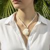 Unikalny Vintage Naturalny Wisiorek z Muszli Conch Naszyjnik Imitacja Pereł Biżuteria dla Kobiet Dziewczyn Streetwear Dopasowanie