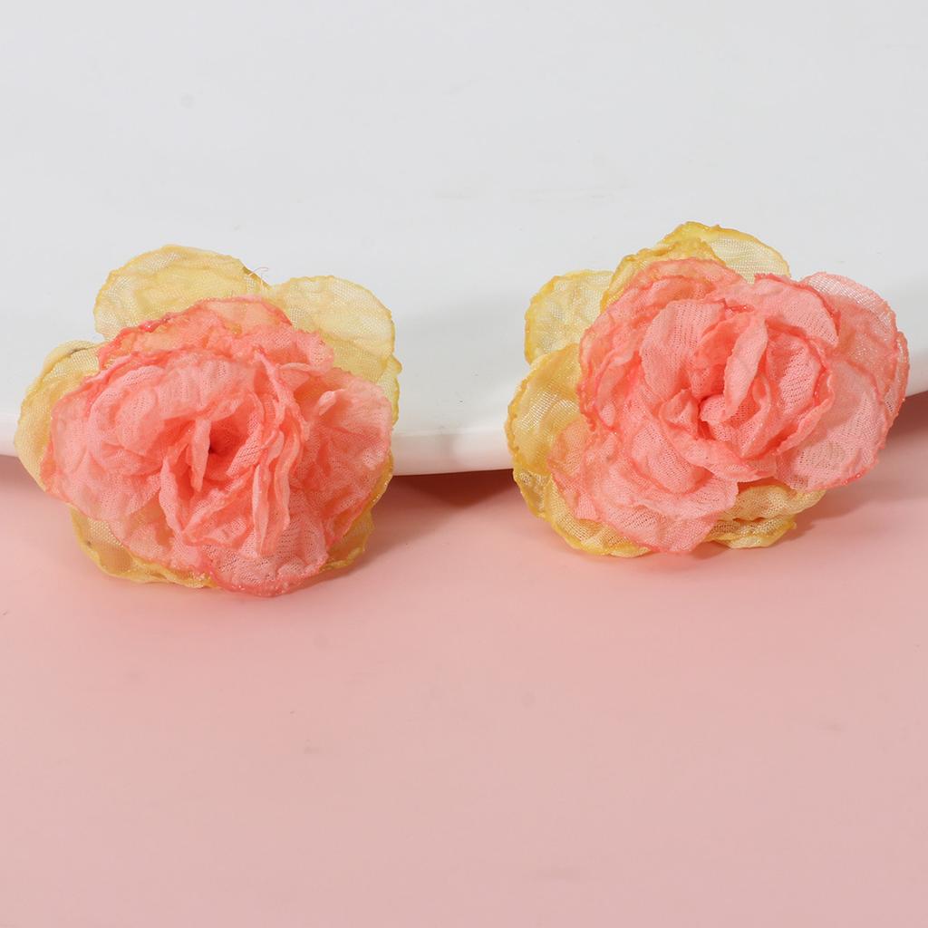 Handmade cute little fresh flower earrings women ins bohemian lace fabric earrings