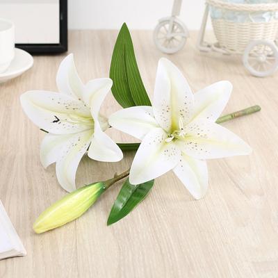 1Pc Artificial Flower Branch Vivid Easy Maintain Plastic Beautiful Silk Lily Bouquet Decor for Wedding