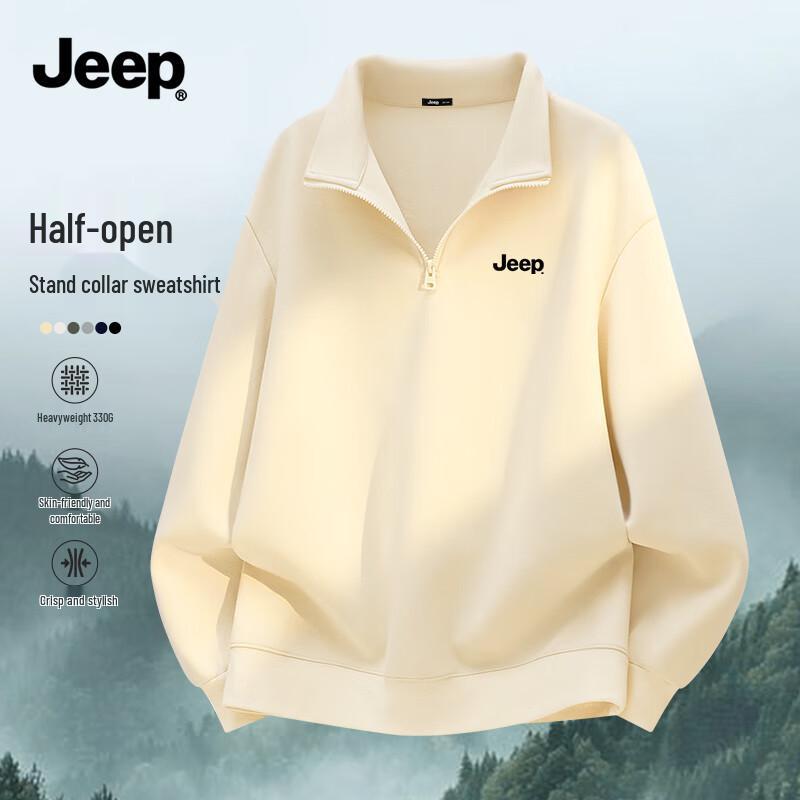 JEEP Men s Heavyweight Half-Zip Stand Collar Sweatshirt 3XL
