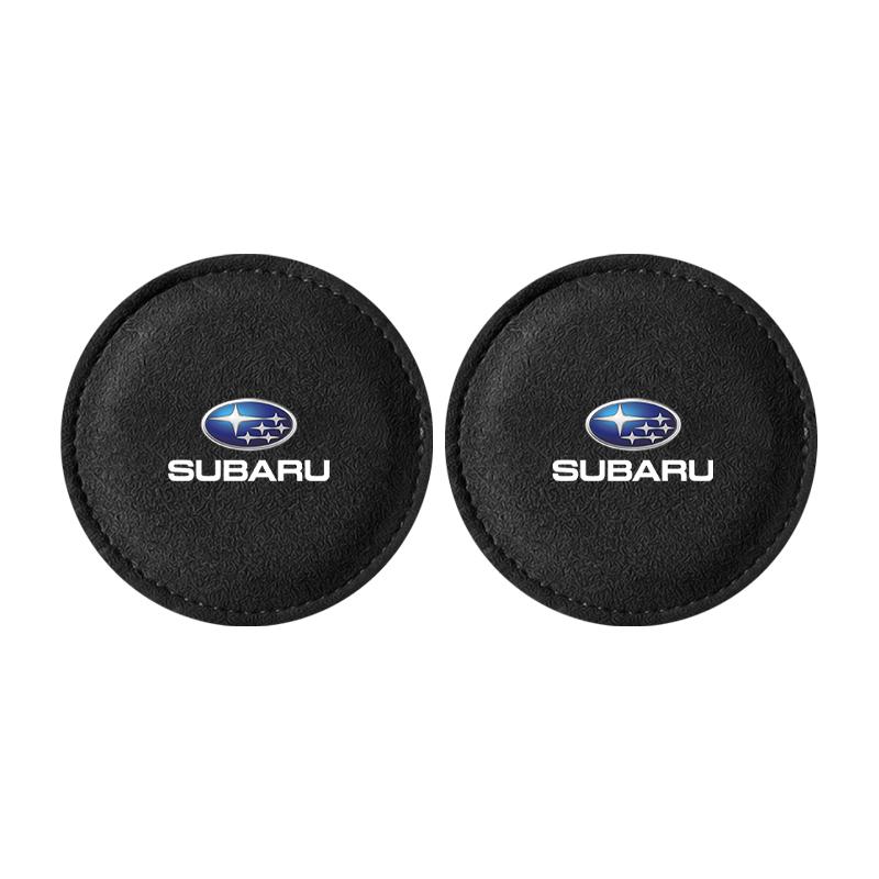 

Накладка на подстаканник из ПУ кожи, вставка, нескользящая подставка, коврик с эмблемой для Subaru STI BRZ Impreza Forester Legacy Outback Levorg Tribeca 2Pcs чёрный