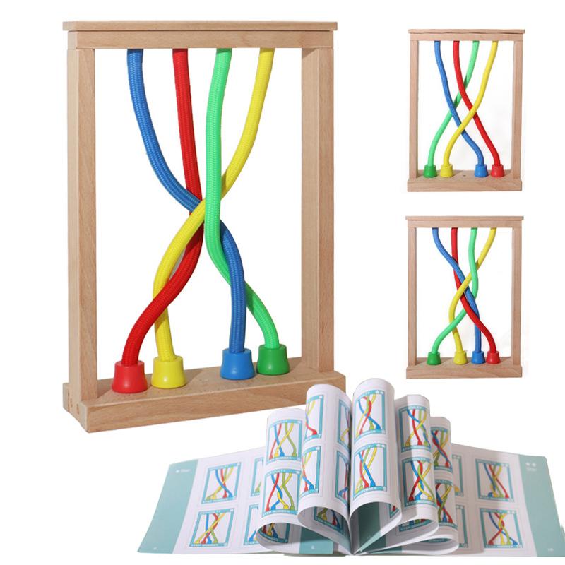 Children Rope Knots Puzzle Board Game Montessori Logical Thinking Brain Social Games Color Twisted Ropes Sorting Sensory Toys