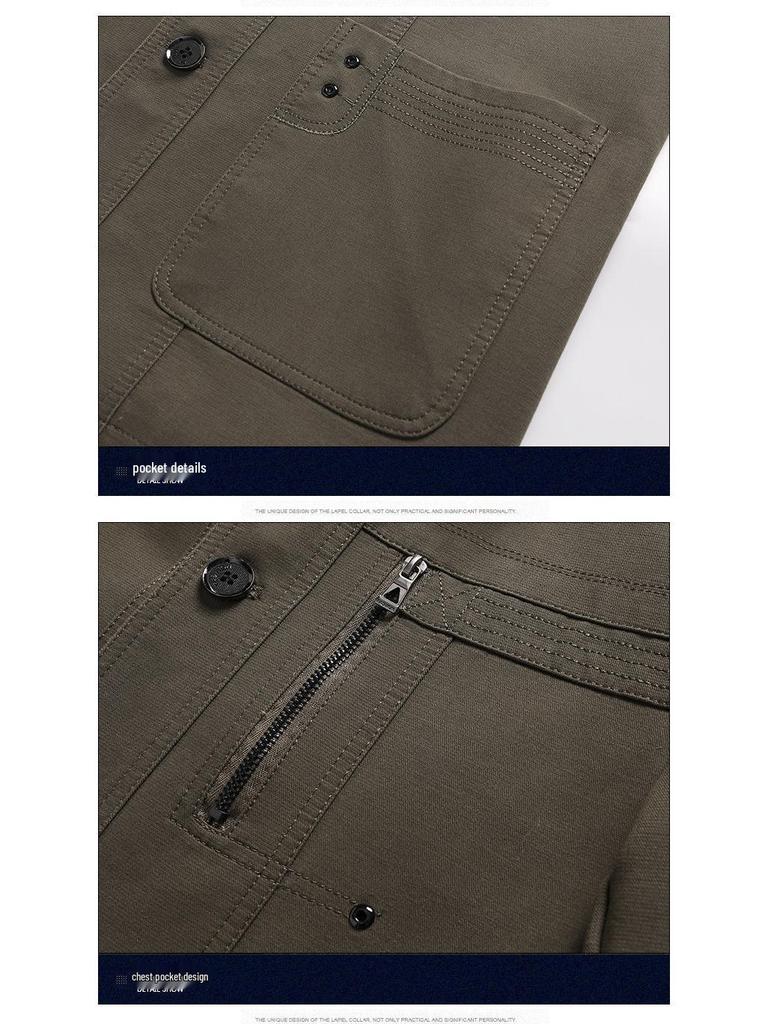 Men's Spring & Autumn Pure Cotton Lapel Jacket: Casual, Loose Fit for Middle-aged & Elderly