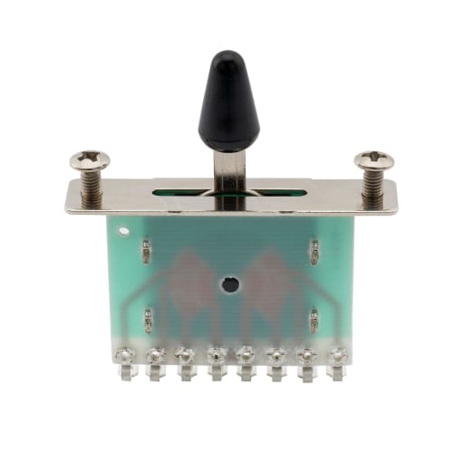 Musiclily 5-Way Metric Lever Switch for Strat/Telecaster Electric Guitars, Black and White Knobs