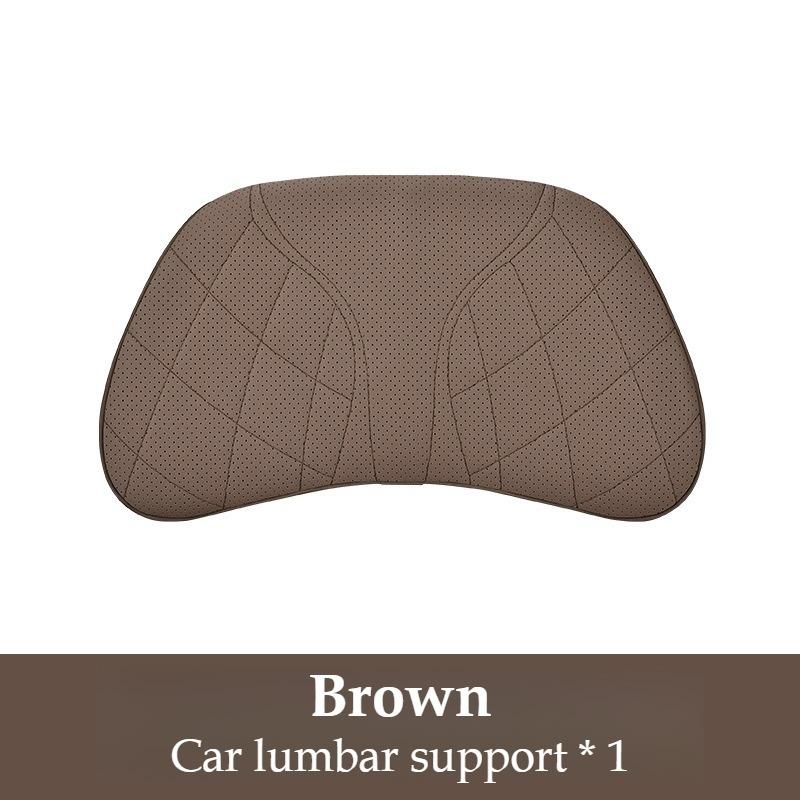 Memory Foam Car Neck Pillow Waist Pillow Nappa Leather Car Headrest And Lumbar Set Seat Accessories Car Neck And Lumbar Support