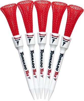 Pack de 5 Tees de Golf Tornado Tee Color Fluorescente 3.25" 4" (Rojo, 3.25 pulg) [Usado]