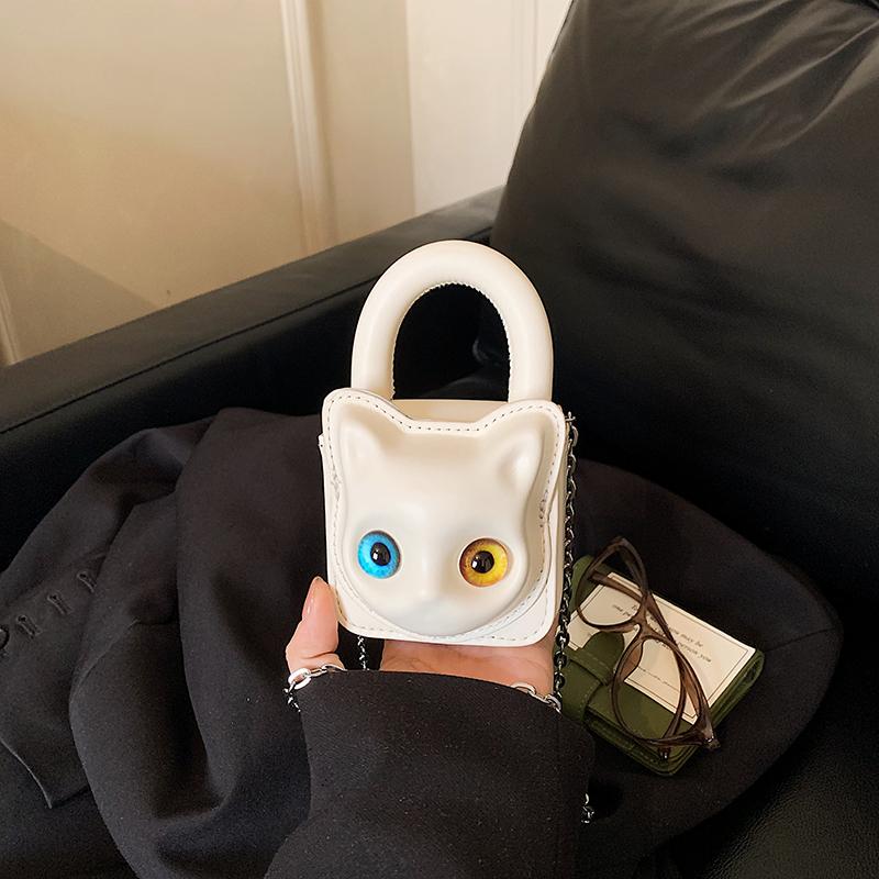 Fashion 3D Cartoon Cat Eye Mini Handbag Cute Cat Face Hot Trendy Crossbody Bag Hot Sale Chain Small Shoulder Bag for Women Girls