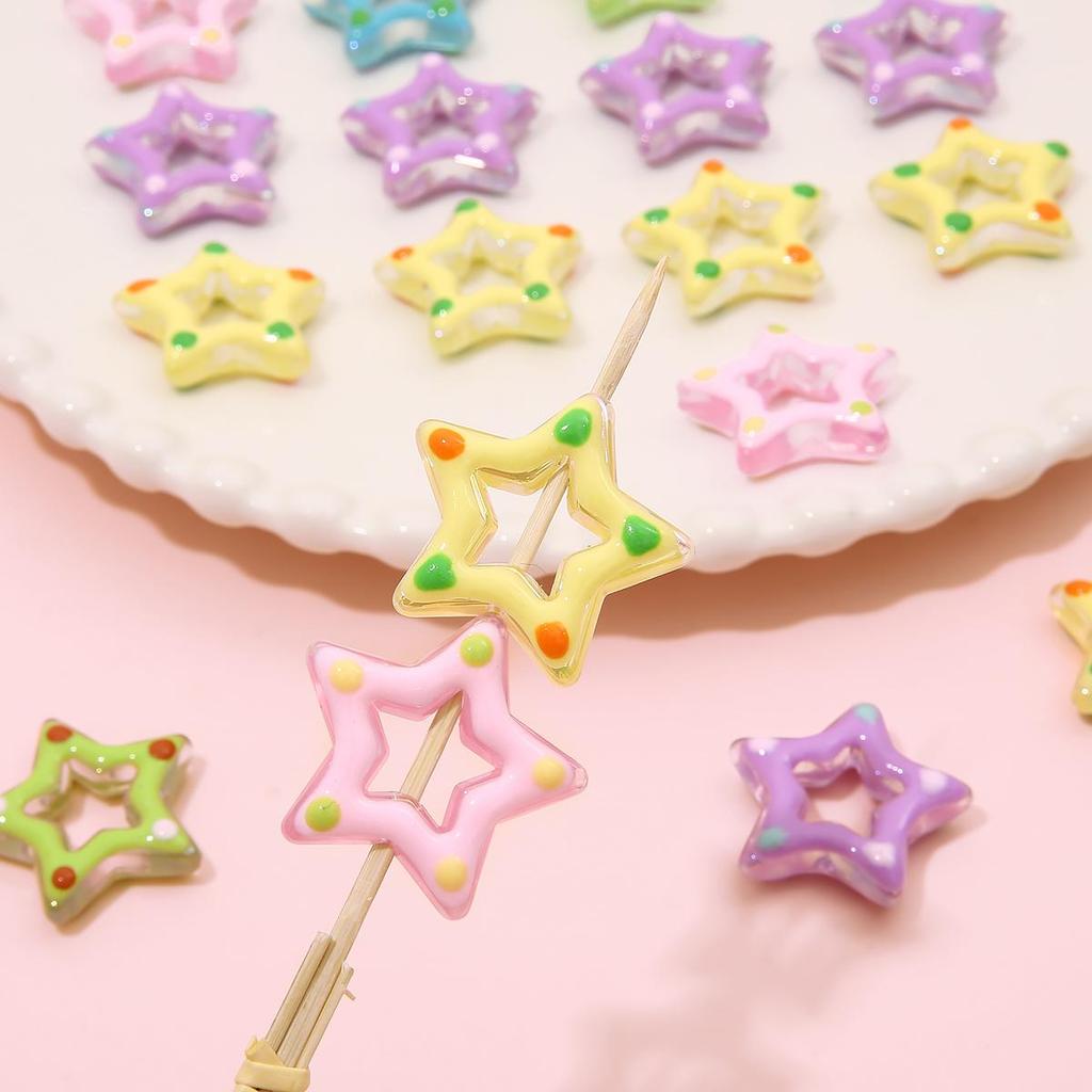 27mm Acrylic Handmade Hollow Star Beads For Jewelry Making DIY Bracelet Earring Phone Chain
