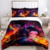 3pcs Flaming Anime Characters Printed Quilt Set - Includes 1 Quilt Cover and 2 Pillowcases, Machine Washable - Suitable for All Seasons.C037