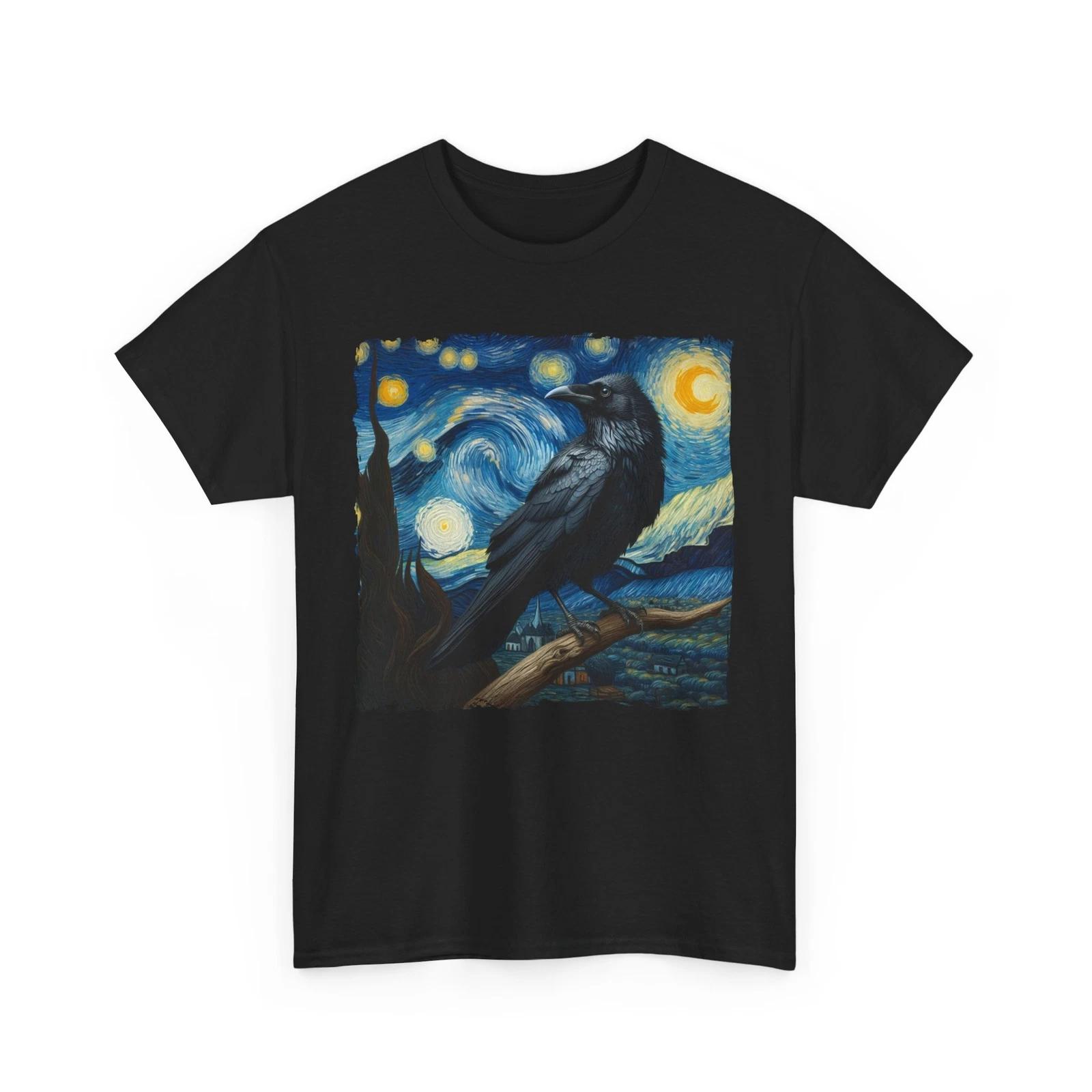 Ворон Звездная ночь | Футболка с картиной импрессиониста | Вдохновлено картиной «Звездная ночь» 2XL
